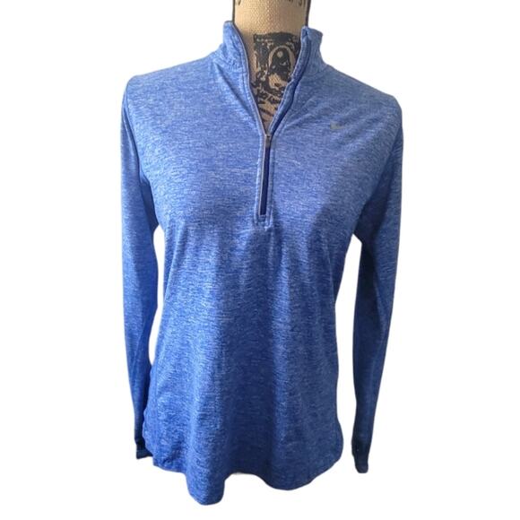 Medium Nike Running Dri-Fit athletic jacket, zip front, high collar, marled blue - Picture 1 of 3